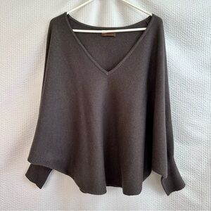 Karisma Ryu Brown Ribbed V Neck Sweater Oversized Soft Pullover Knit Medium Larg